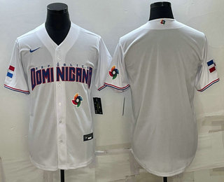 Men%27s Dominican Republic Baseball 2023 White World Baseball With Patch Classic Stitched Jerseys